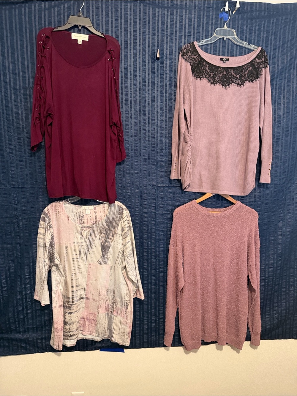 Mixed Women’s Sweater and Blouses Bundle - Pink, Mauve, Burgundy